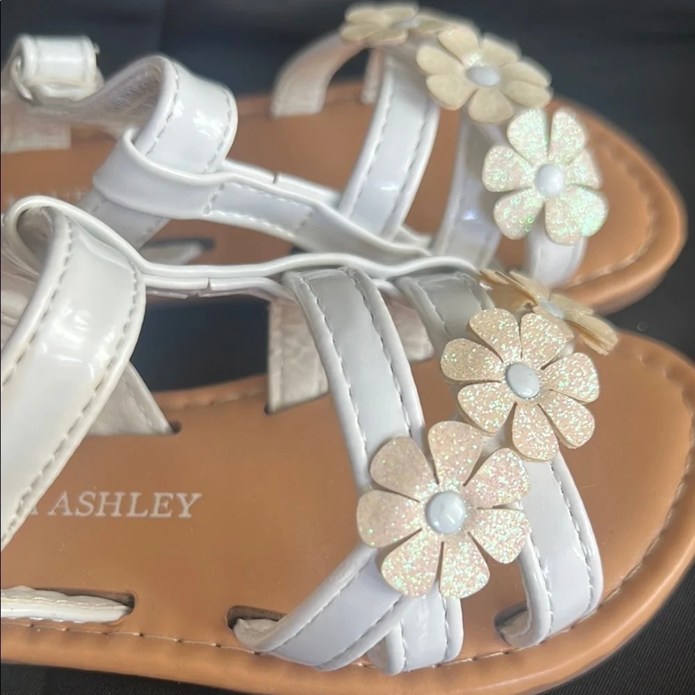 Laura Ashley White and Brown Floral Sandals